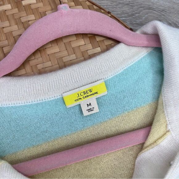 J. Crew 100% cashmere striped rugby sweater women’s size medium - Picture 3 of 8